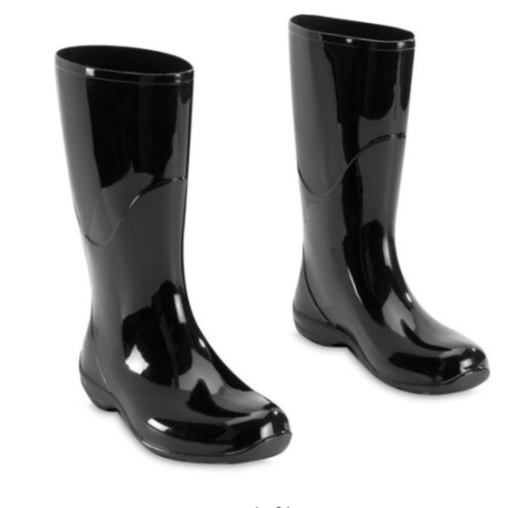 Black rain boots